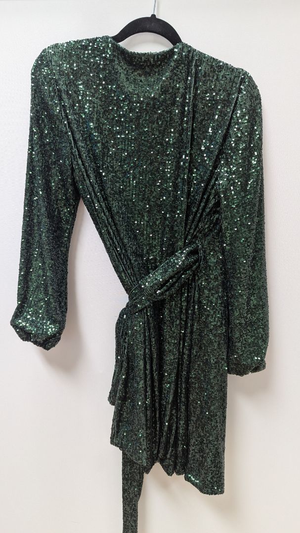 Gianni Bini Forest Green Moor Sequin Wrap Dress
