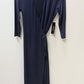 bebe Dark Blue Long-Sleeve Tie-Wrap Dress
