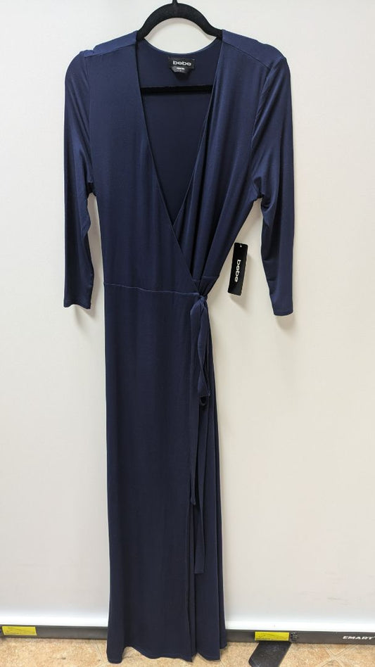bebe Dark Blue Long-Sleeve Tie-Wrap Dress