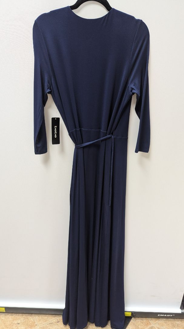 bebe Dark Blue Long-Sleeve Tie-Wrap Dress