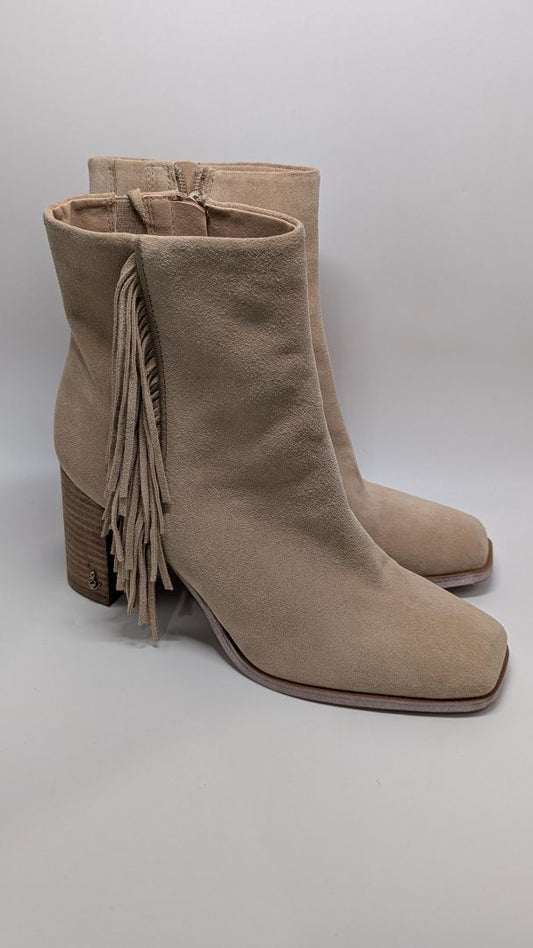 Sam Edelman Ona Fringe Suede Camel Boots