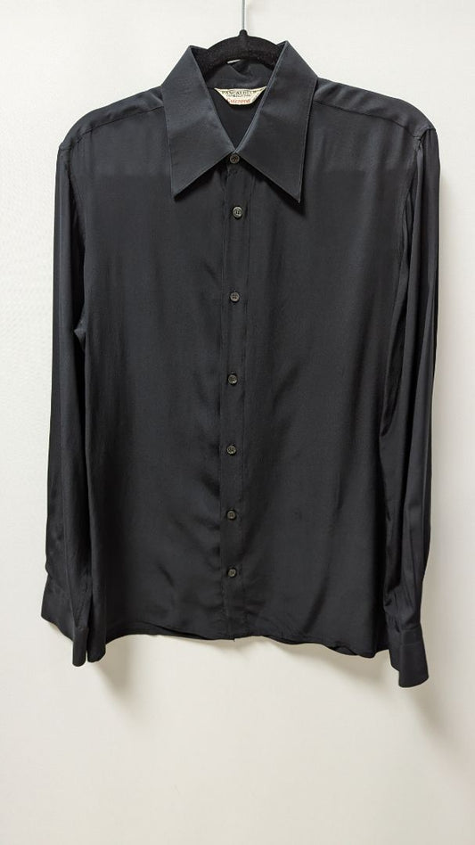 Pancaldi & B by Cuzzens Off-Black Silk Button-Down Shirt