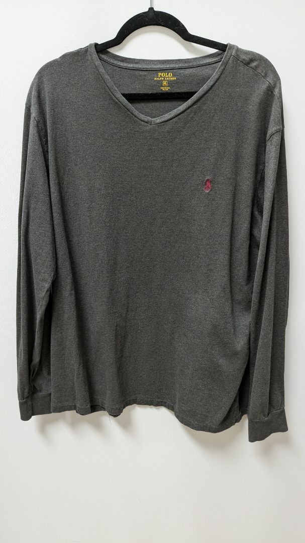 Polo Ralph Lauren Dark Grey V-Neck Long-Sleeve T-Shirt
