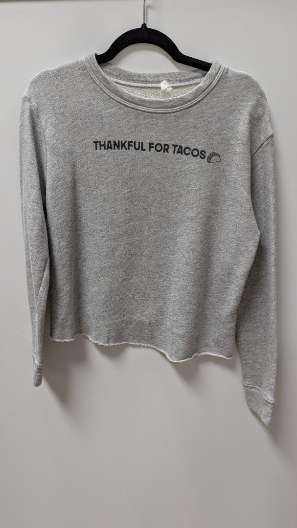 Sadie & Sage Grey Graphic Cropped Sweatshirt