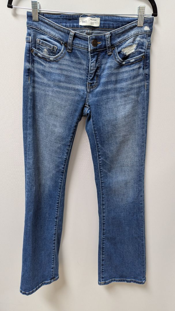 BKE Medium Wash Payton "Universal Fit" Mid-Rise Distressed Bootcut Jeans