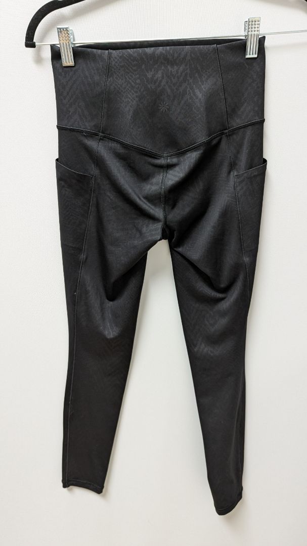 ATHLETA Black Animal Print Salutation Stash Pocket II 7/8 Tight Leggings