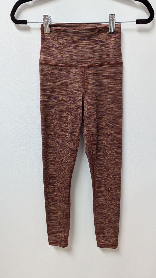 ATHLETA Dark Orange Striped Transcend Textured 7/8 Tight Leggings