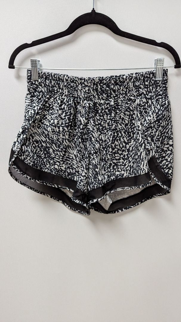 ATHLETA Black/White Printed Mesh Racer Run Shorts
