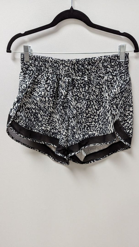 ATHLETA Black/White Printed Mesh Racer Run Shorts