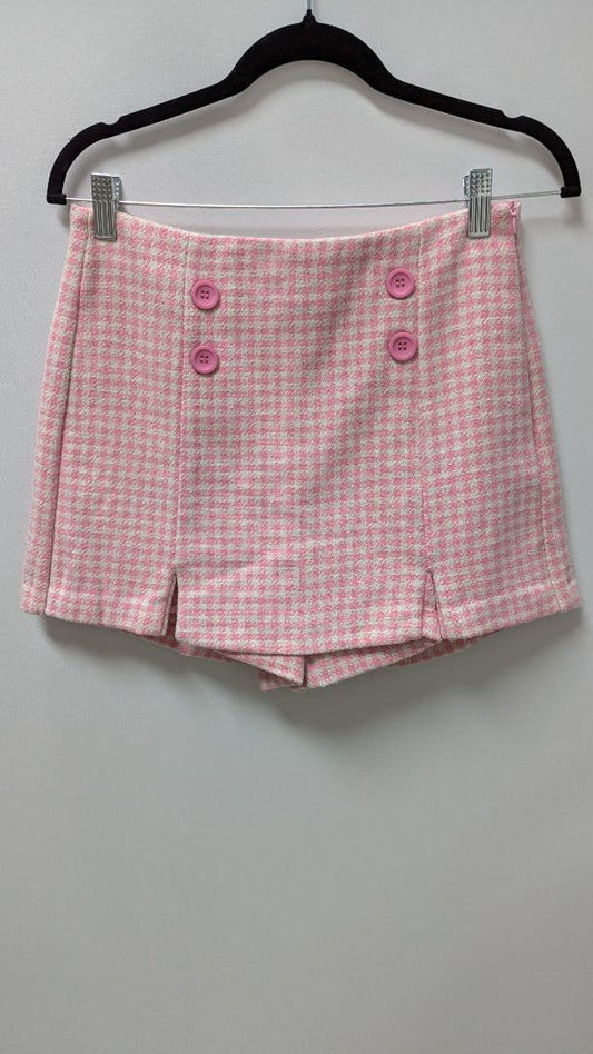 &merci Pink/White Houndstooth Mini Skort
