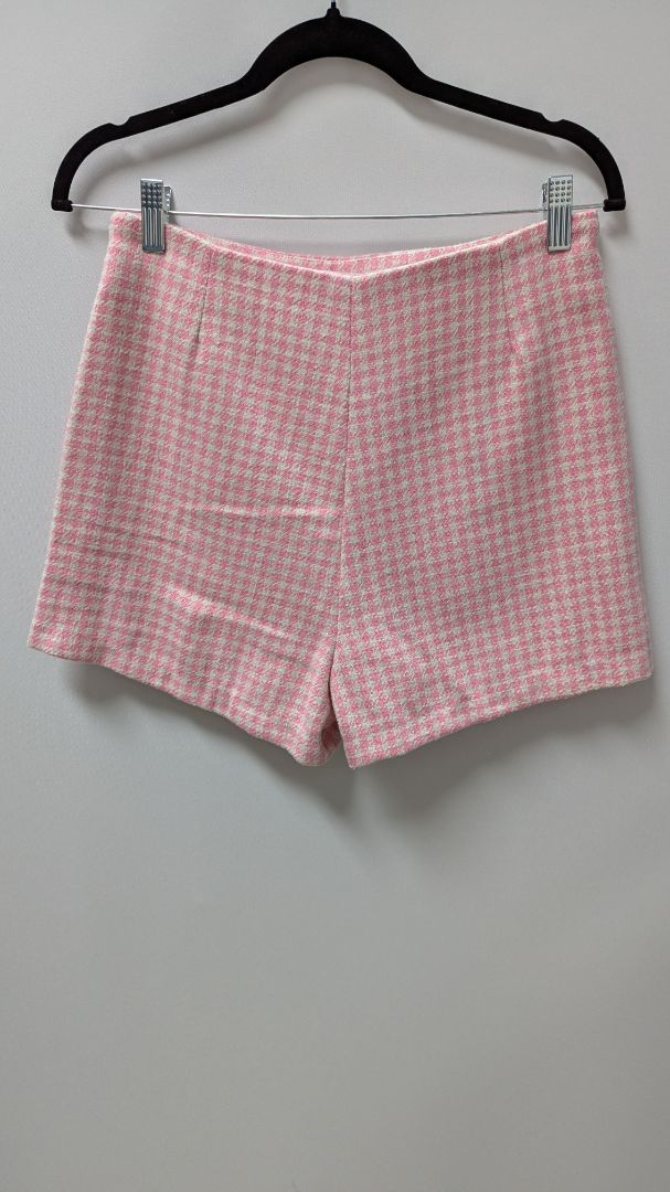 &merci Pink/White Houndstooth Mini Skort