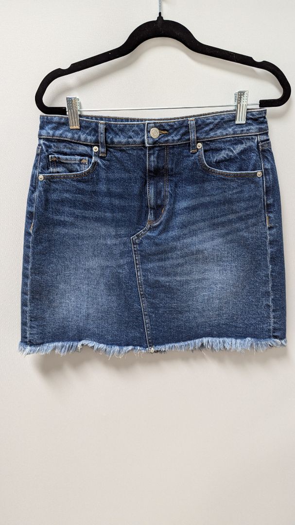 LOFT Medium Wash Distressed Denim Skirt