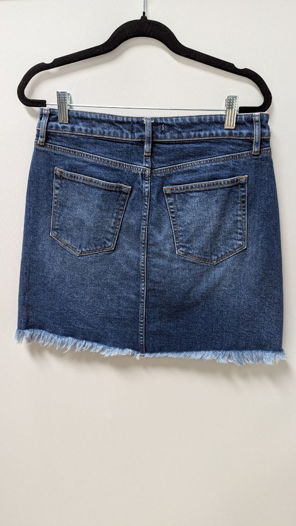 LOFT Medium Wash Distressed Denim Skirt