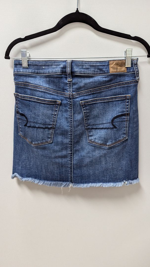 American Eagle Medium Wash Distressed Denim Skirt