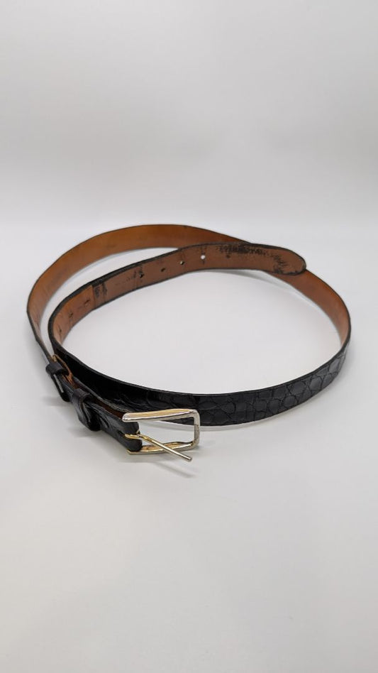 Black Genuine Alligator Skin Belt