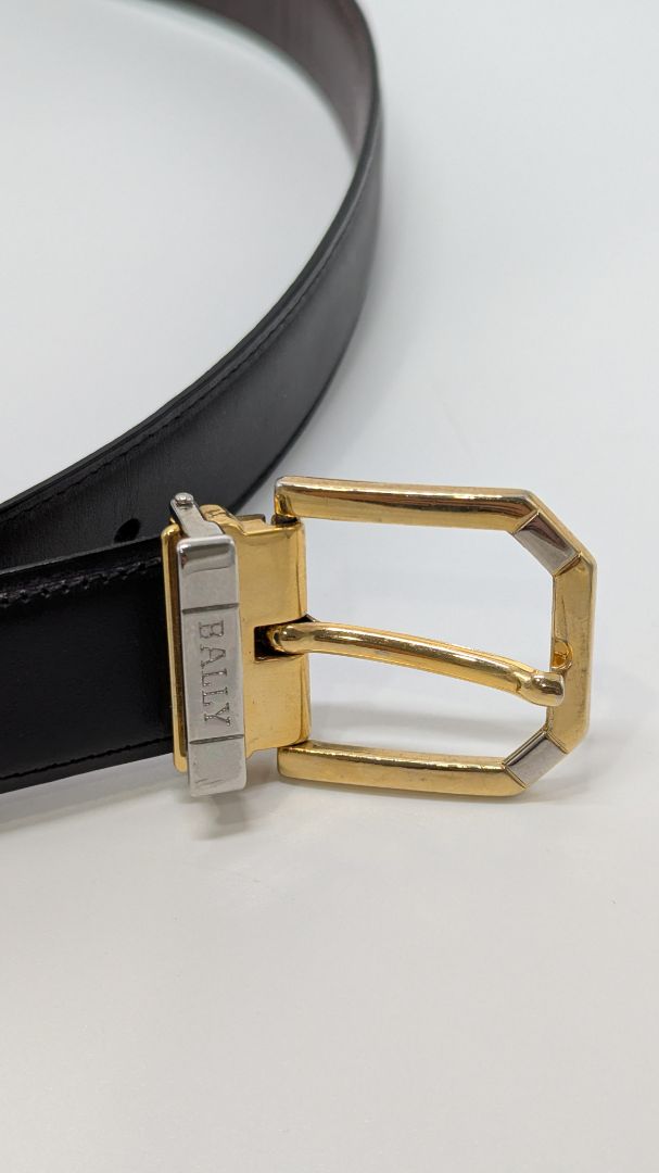 Bally Brown/Gold Leather Belt with Buckle