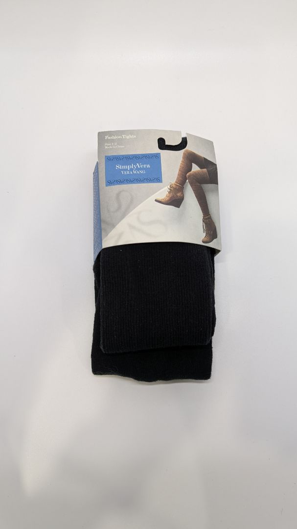 Simply Vera by Vera Wang Black Ribbed Sweater Tight Fashion Tights