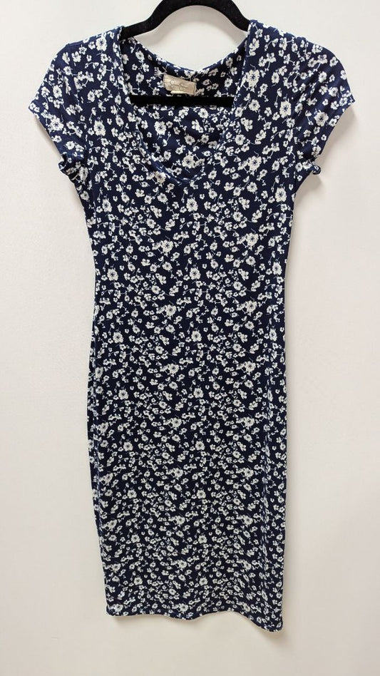 Jessica Simpson Navy/White Floral Knit Midi Dress