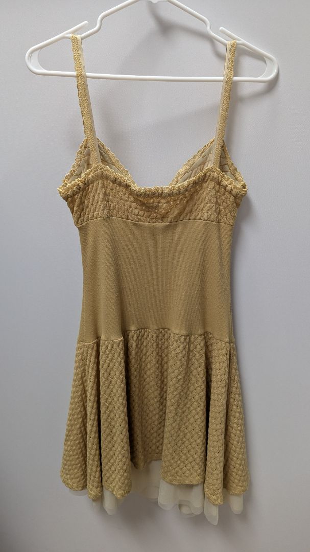 Free People Yellow Crochet Knit Mini Dress