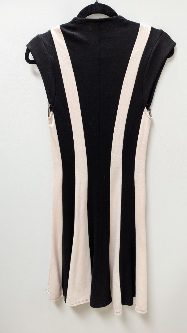 Venus Black/Pink Striped Panel Flared Dress
