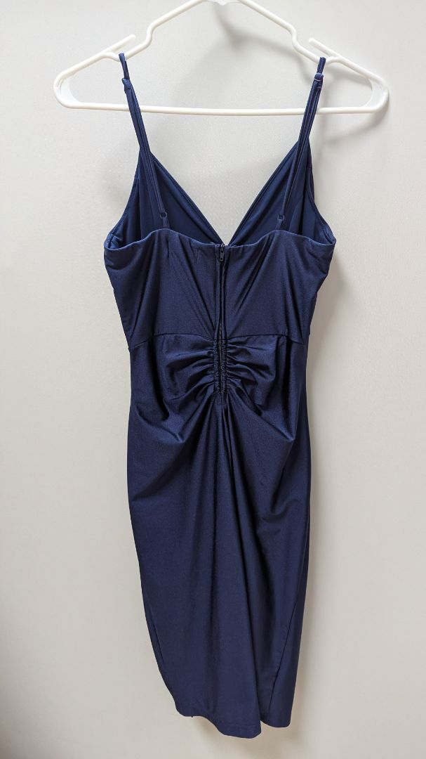 Honey and Rosie Navy Ruched Cocktail Dress