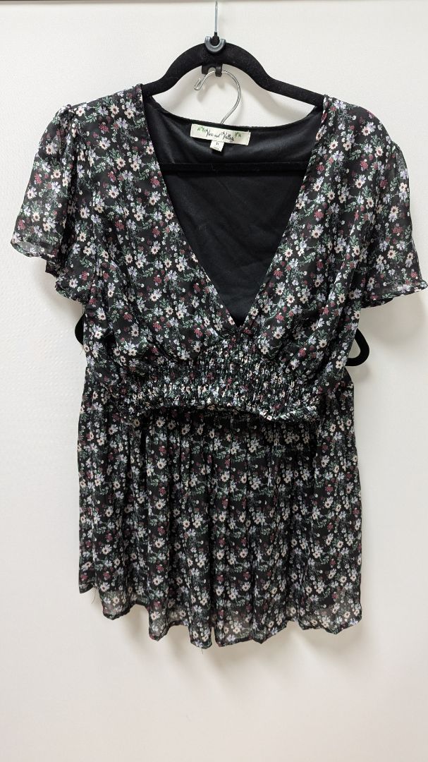 Vine and Valley Black Floral Crop Blouse & Skirt Set