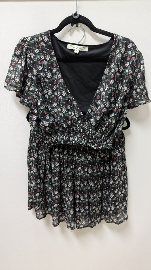 Vine and Valley Black Floral Crop Blouse & Skirt Set