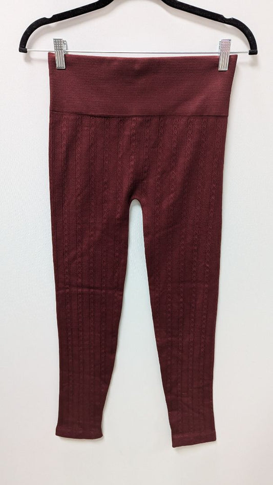 eye candy Burgundy Fleece-Lined Knit Leggings
