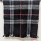 Black/Grey/Red Plaid Knit Fringed Scarf