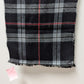 Black/Grey/Red Plaid Knit Fringed Scarf