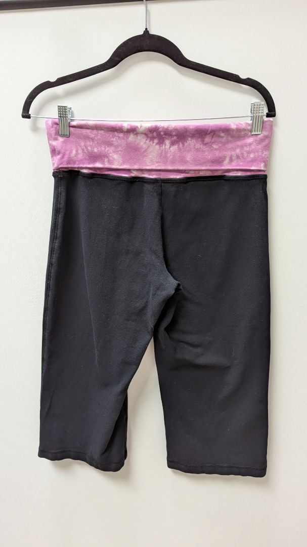 TEK GEAR Black/Purple Tie-Dye Waistband Cropped Yoga Pants