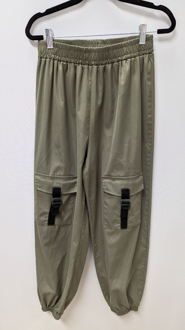 ROMWE Army Green Elastic-Waist Cargo Pants