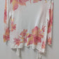 Chico's White/Pink Floral Open-Front Cardigan