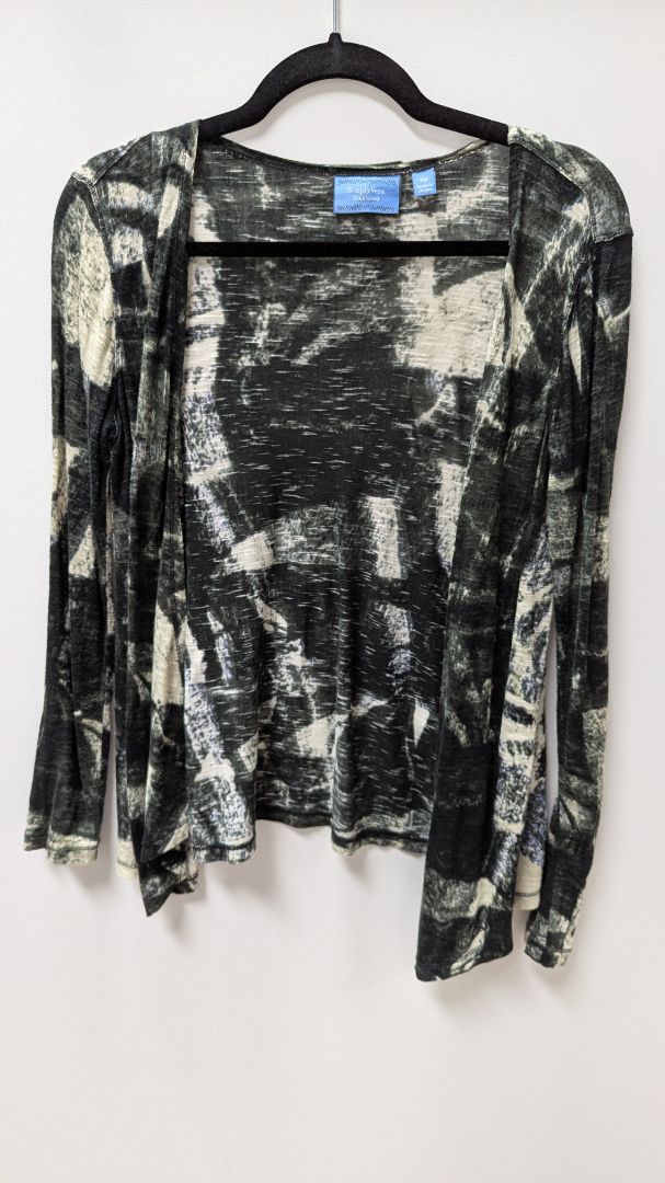 Simply Vera by Vera Wang Dark Green Printed Asymmetrical Cardigan