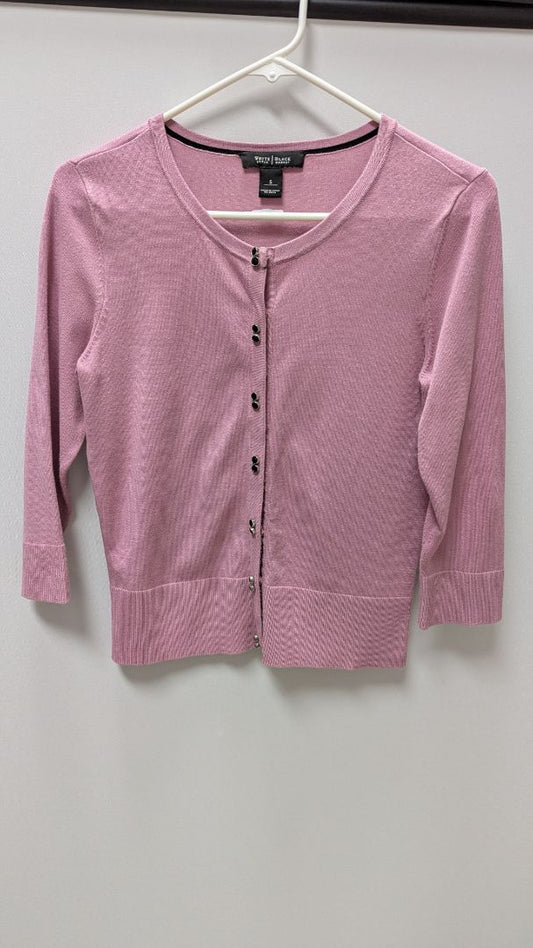 White House Black Market Pink Button-Down Cardigan