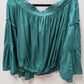 Free People Turquoise Off-The-Shoulder Bell-Sleeve Blouse