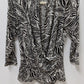 CHAUS New York Black/White Zebra Faux-Wrap Blouse