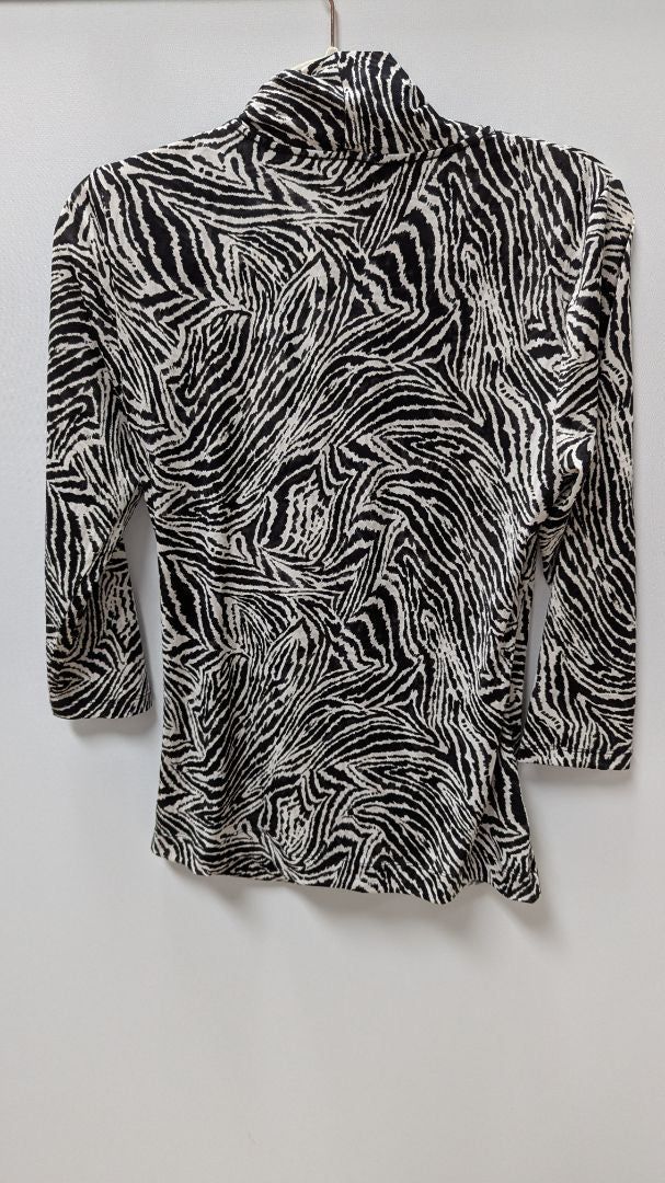CHAUS New York Black/White Zebra Faux-Wrap Blouse