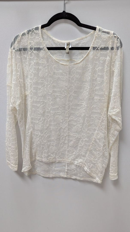 XCVI Ivory Lace Long-Sleeve Sheer Blouse
