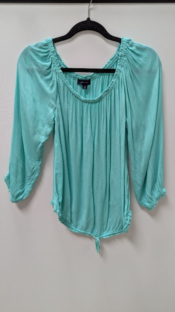 Tommy Hilfiger Turquoise Off-The-Shoulder Blouse
