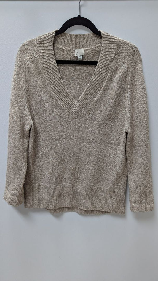 A New Day Light Brown V-Neck Oversized Sweater