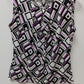 Calvin Klein White/Black/Purple Printed Sleeveless Blouse