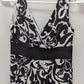 Cache Black/White Printed Sleeveless Babydoll Blouse