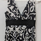 Cache Black/White Printed Sleeveless Babydoll Blouse