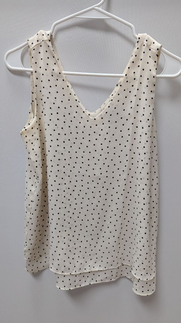 Ann Taylor Cream/Black Polka Dot Shell Blouse