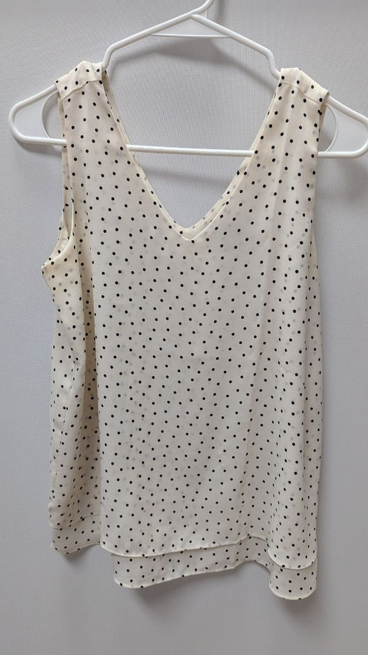 Ann Taylor Cream/Black Polka Dot Shell Blouse