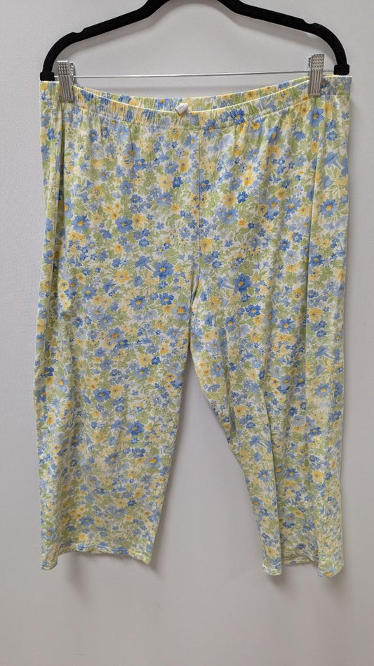 Green/Yellow/Blue Floral Cropped Sleepwear Pants