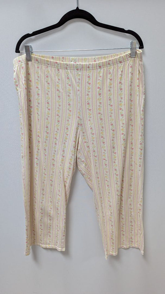 Cream/Yellow Striped Floral Sleepwear Pants