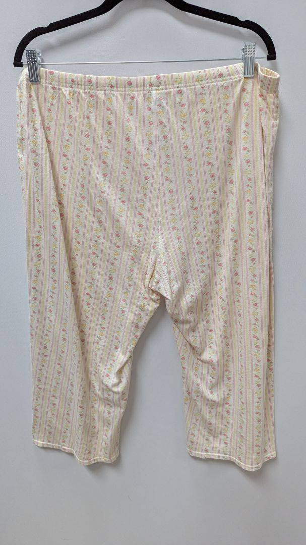 Cream/Yellow Striped Floral Sleepwear Pants