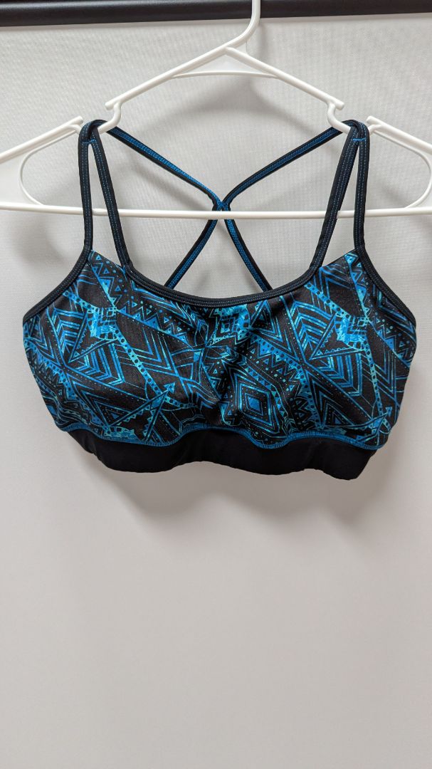 GAIAM Blue/Black Printed Sports Bra
